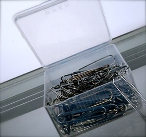 Flexatop filled with paperclips