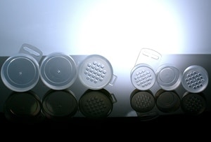 containers with hang tabs or hangtags