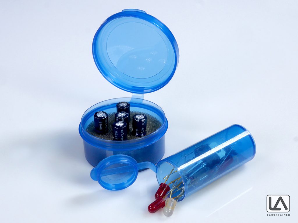 Round ESD Static Dissipative Plastic Vials With Attached Lids