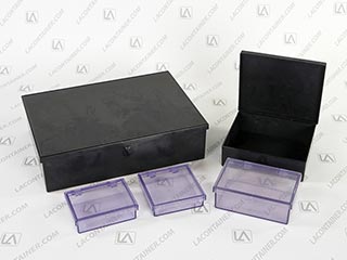 Rigid ESD plastic boxes with lids made from ABS-BAS or ABS-CAS